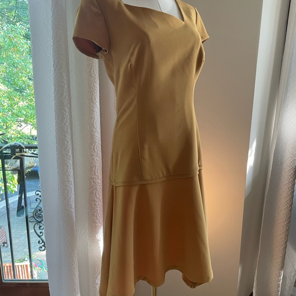 Hand Sewn Elegant Gold Women's Flapper Style Dress Haute Couture Fits 6-8